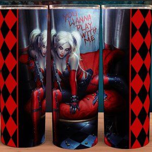 Harley Quinn Diamond Patterned Superhero Cup Mug Tumbler 20oz